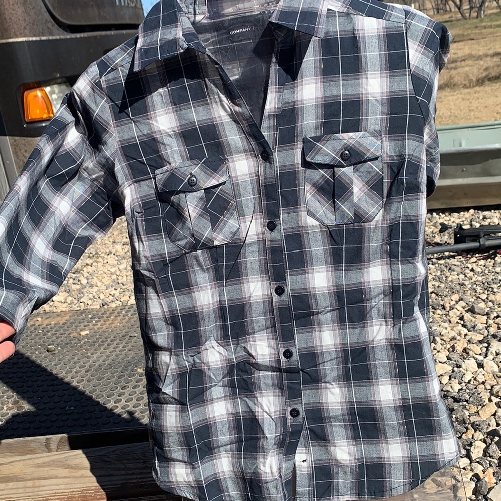 Company one shimmery button down